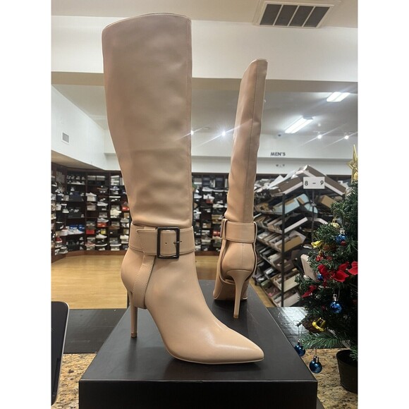 AAJ by Aminah Women's Ayida Pointed-Toe Buckled Tall Boots Size 8M Tan - Picture 1 of 7